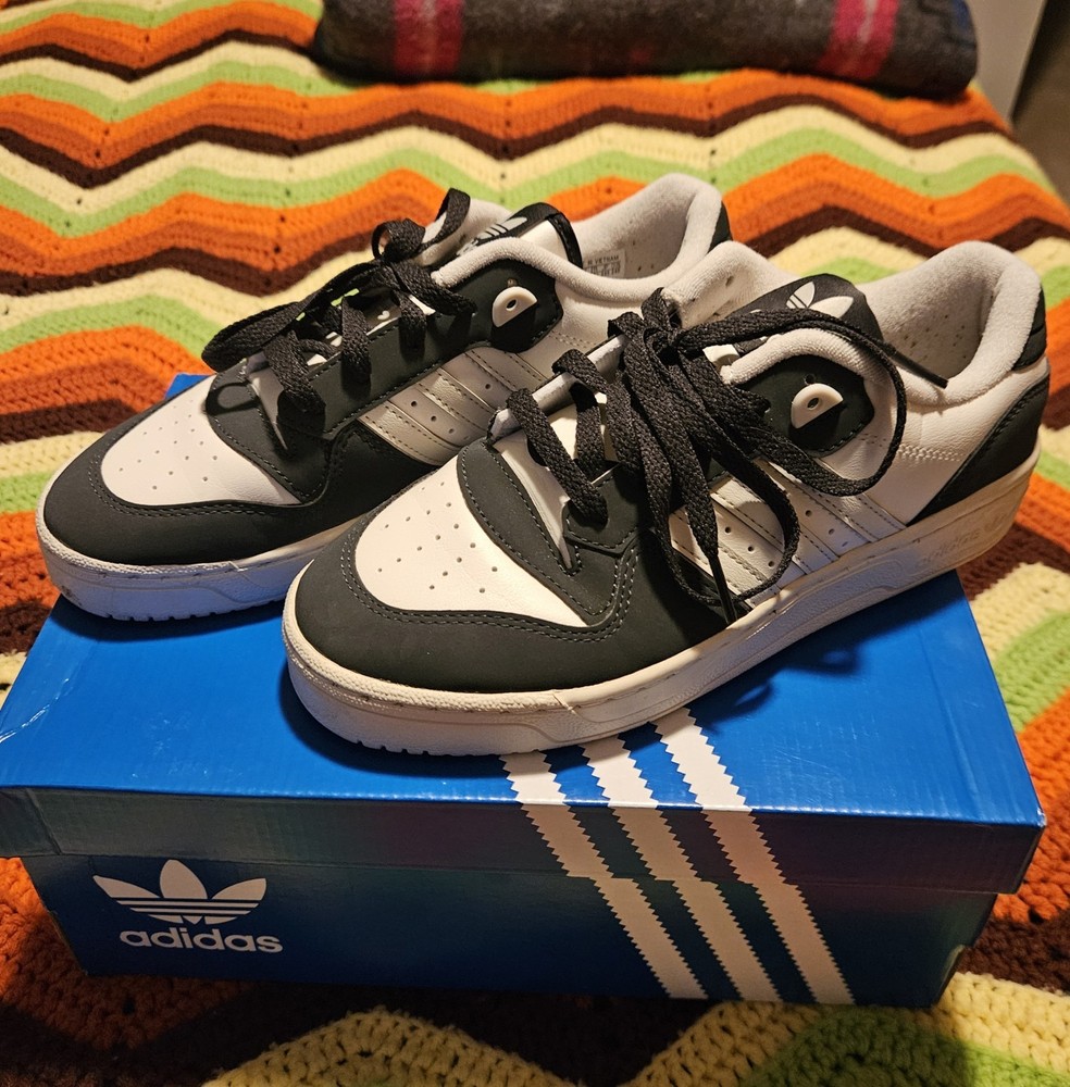 Women's Adidas Rivalry Low-Black And White-Size 7.5