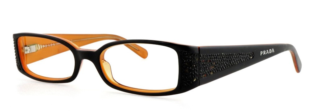 Prada VPR19I 1AX-1O1 50mm Black & Orange Eyeglass Frames Made in Italy