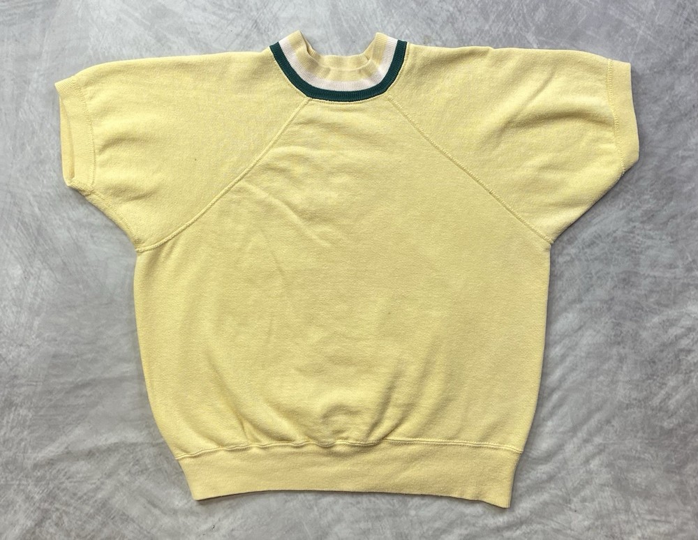 Vintage 60s Short Sleeve Crewneck Sweatshirt Yellow Medium USA