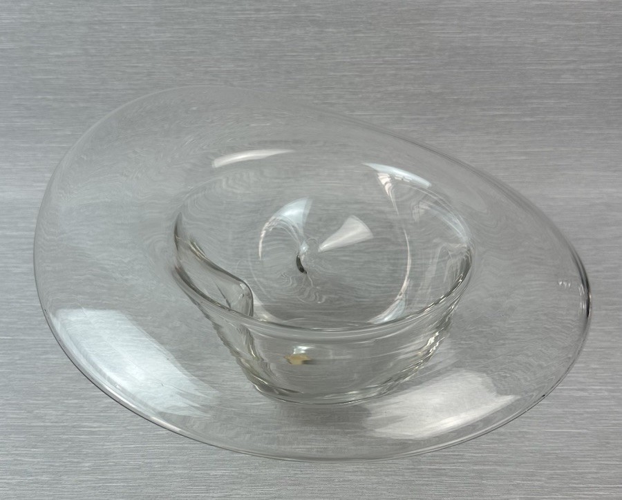 Rare Brillante Italy Hand Blown Clear Glass Cowboy Hat Award/Bowl