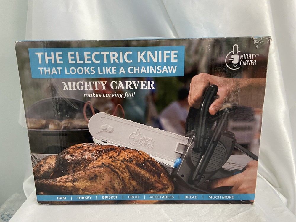 Mighty Carver Electric Knife Chainsaw with Stainless Steel Blade for Meat Slicing