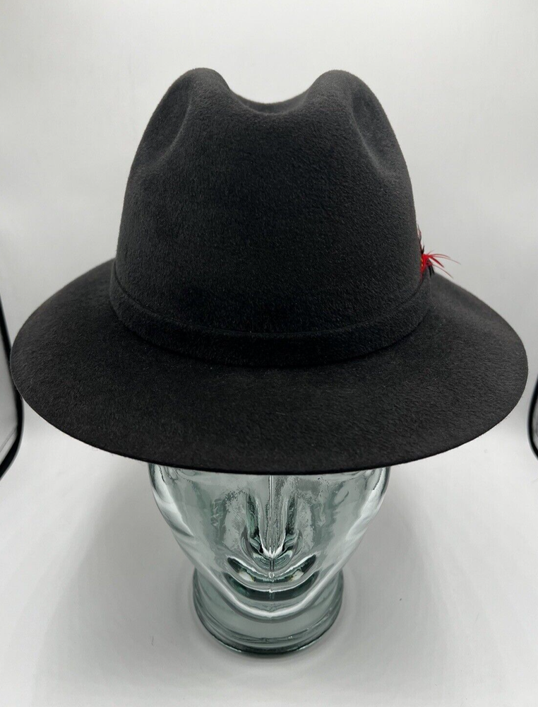 Vintage HUCKEL Black Genuine Velour Fedora Hat for Men