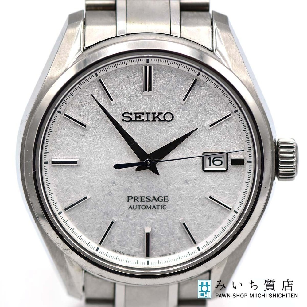 SEIKO Presage 6R15-0A40 automatic watch with silver dial and reverse case