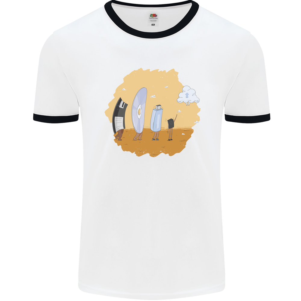 Storage Evolution Floppy Disk to Cloud PC Mens Ringer T-Shirt