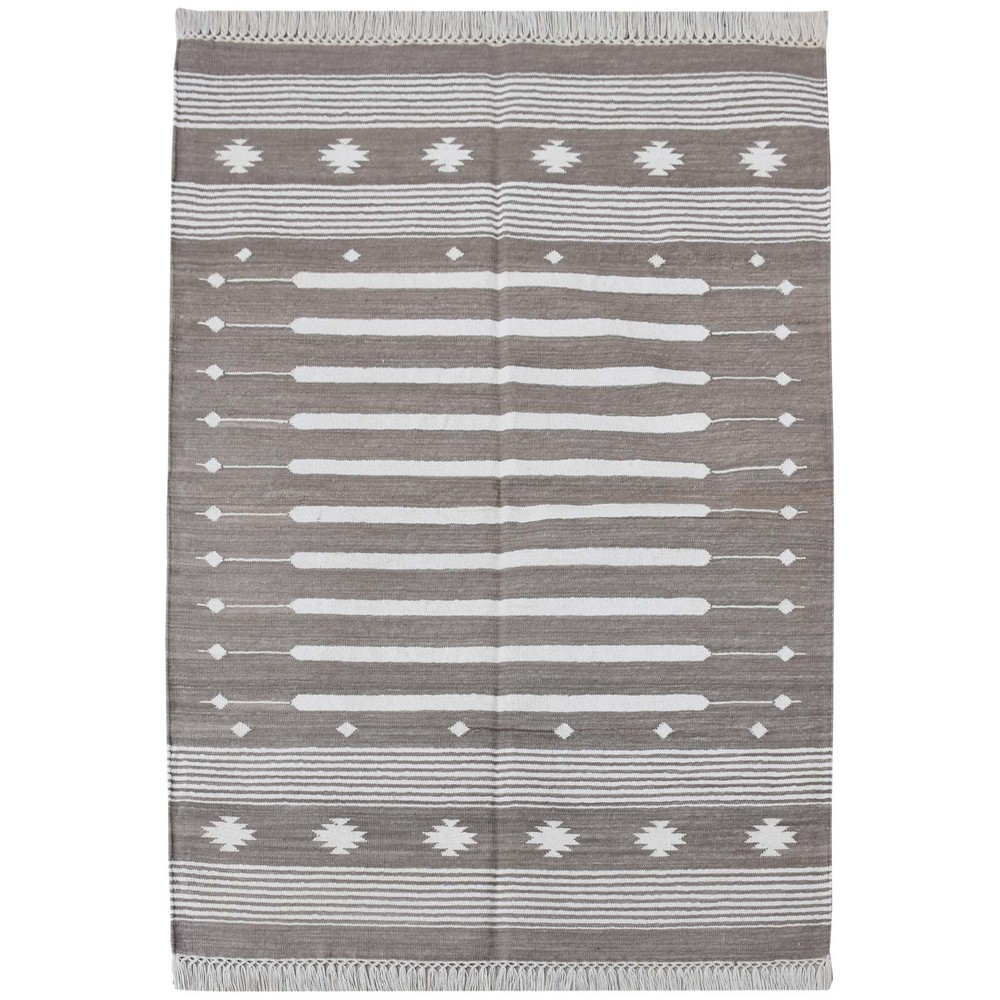 Handmade Cotton Kilim Rug 4x6 ft Flatweave Woven Natural Modern Rugs Carpet