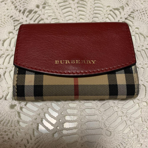 BURBERRY Nova Check Leather Bi-fold Wallet Card Case Beige 2799