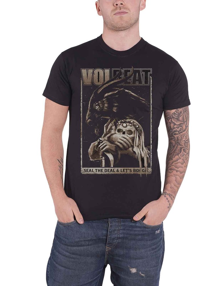 Volbeat Seal the Deal and Let's Boogie Goat Logo Mens Black T-Shirt