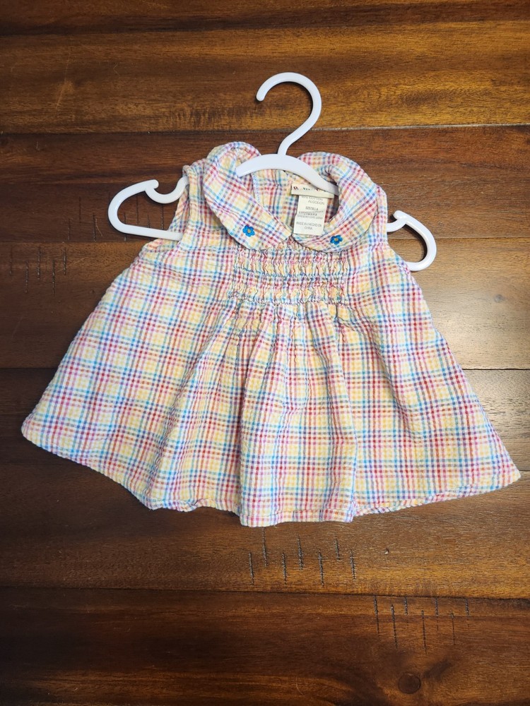 Vintage Baby Togs Girls Rainbow Plaid Summer Top/Dress Size 6-9M