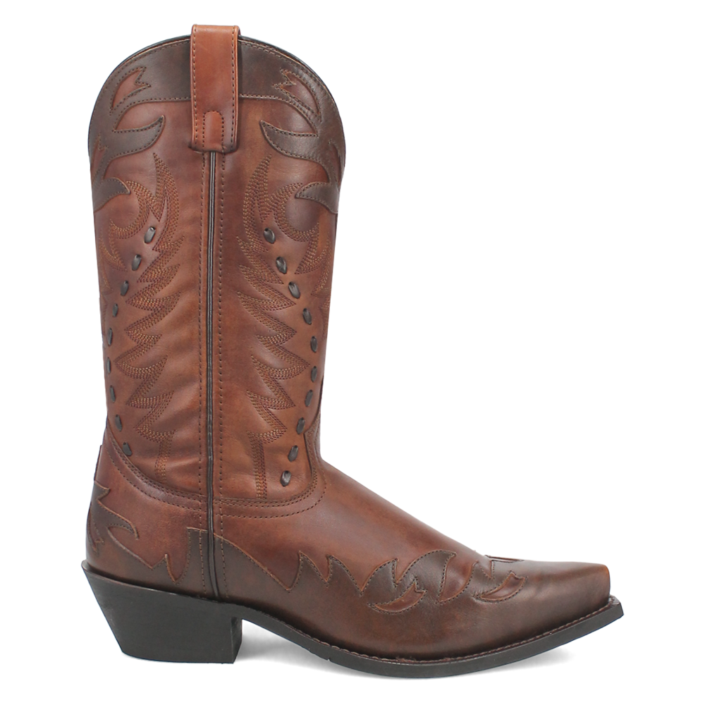 Laredo Gentry Tooled Brown Snip Toe Cowboy Boots for Men