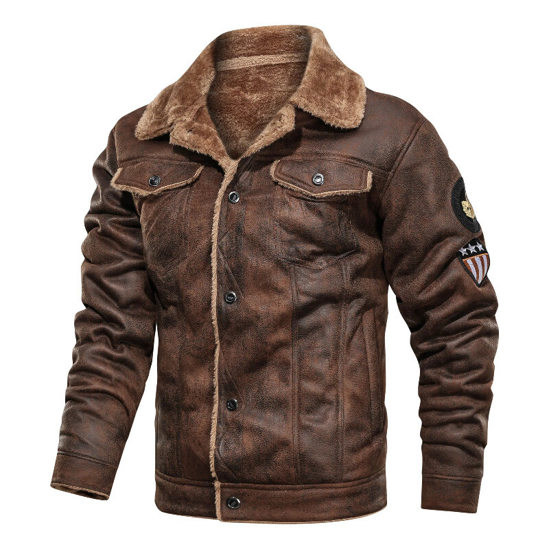 2024 Mens Slim Fit Fleece Winter Bomber Jacket Warm Coats