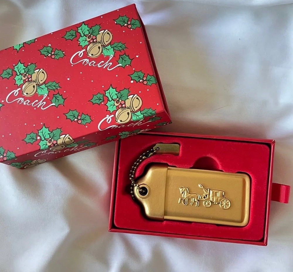 Coach Gold Holiday Hang Tag Ornament - 2024 Christmas Charm