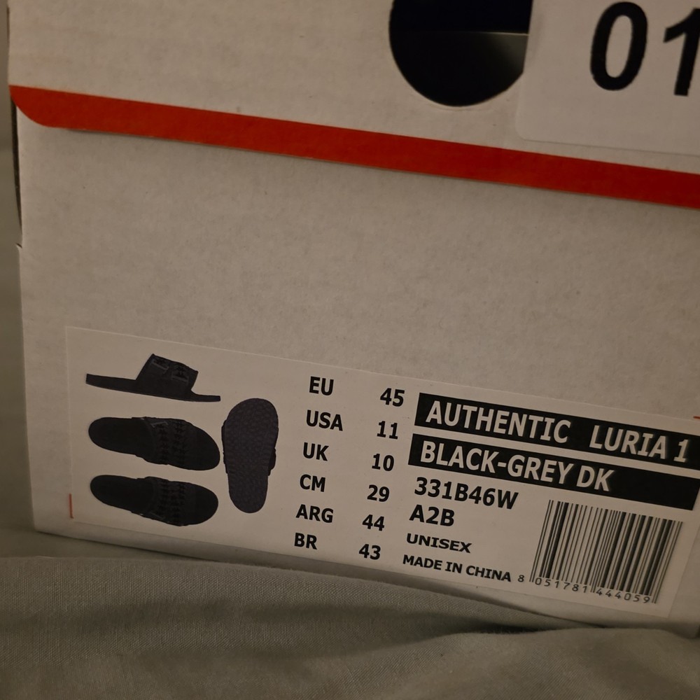 Kappa Authentic Luria 1 Slide Sandals Black-Grey Adjustable Strap Men US 11