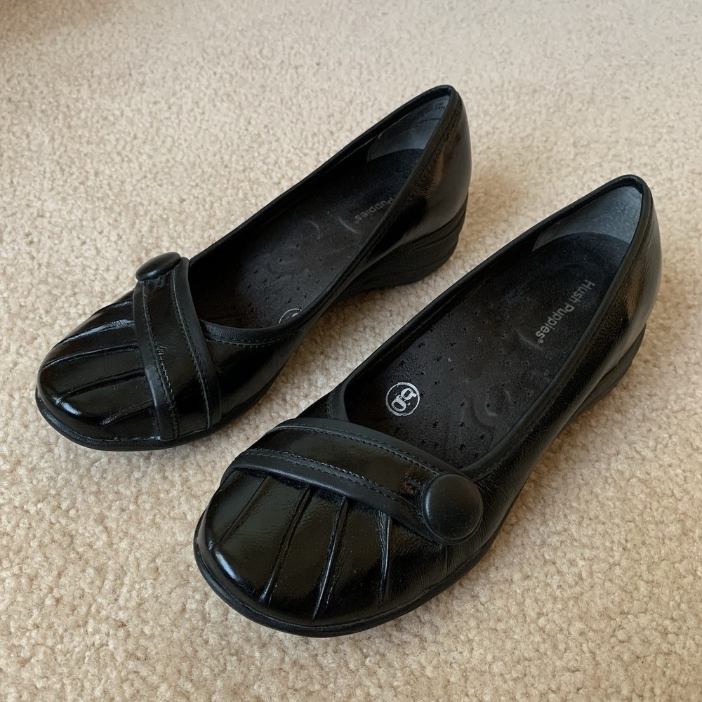 Hush Puppies Women’s Sonnet Black Leather Zero G Slip-On Shoes Loafers 6.5M