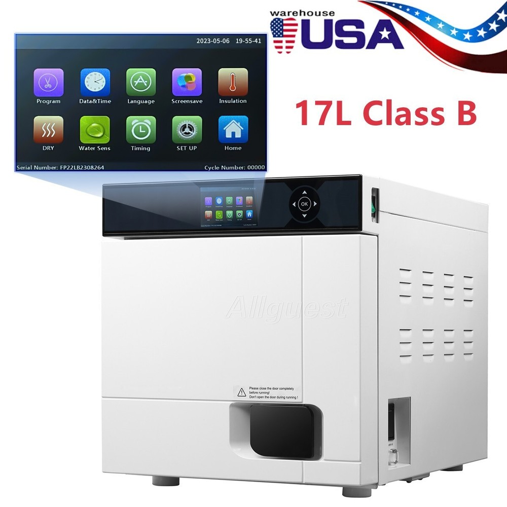 17L Dental Class B Autoclave Sterilizer Vacuum Steam Dry Heat Built-in Printer