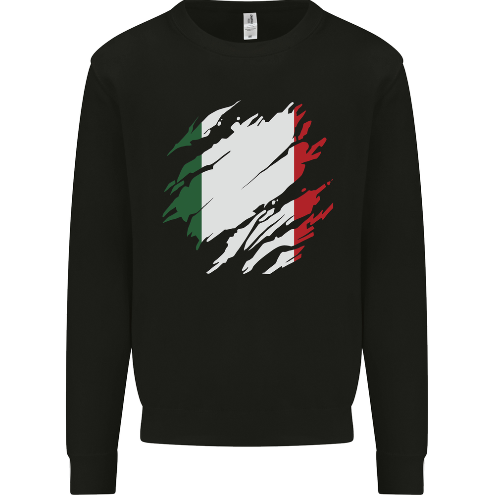 Torn Italy Flag Italians Day Football Mens Sweatshirt Jumper
