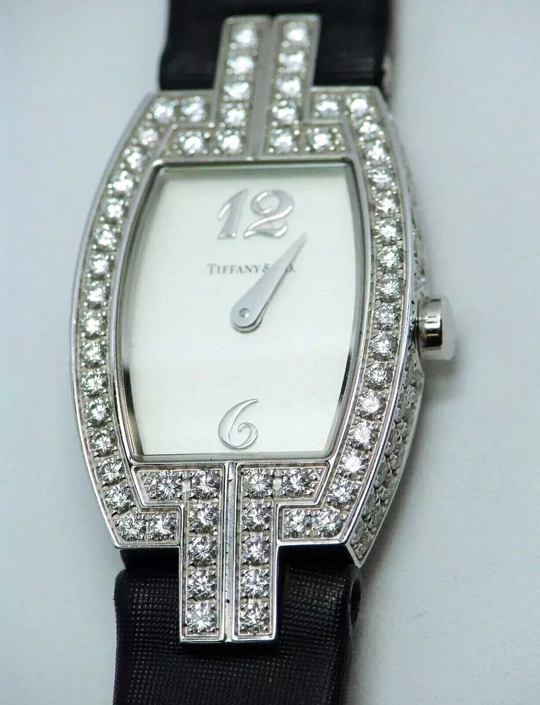 TIFFANY & CO DIAMOND & 18K WHITE GOLD WATCH