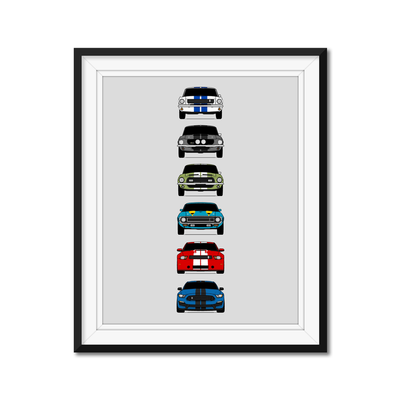 Ford Mustang Shelby GT350 Generations Poster Print Wall Art Ford History Evo