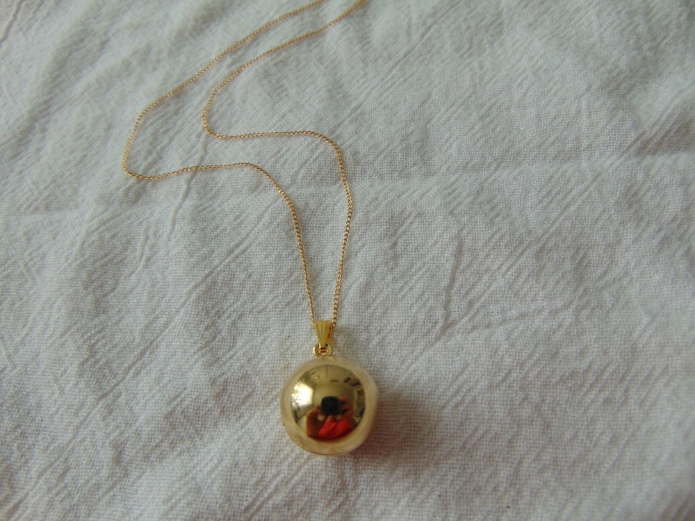 vintage gold filled chain ball locket pendant necklace