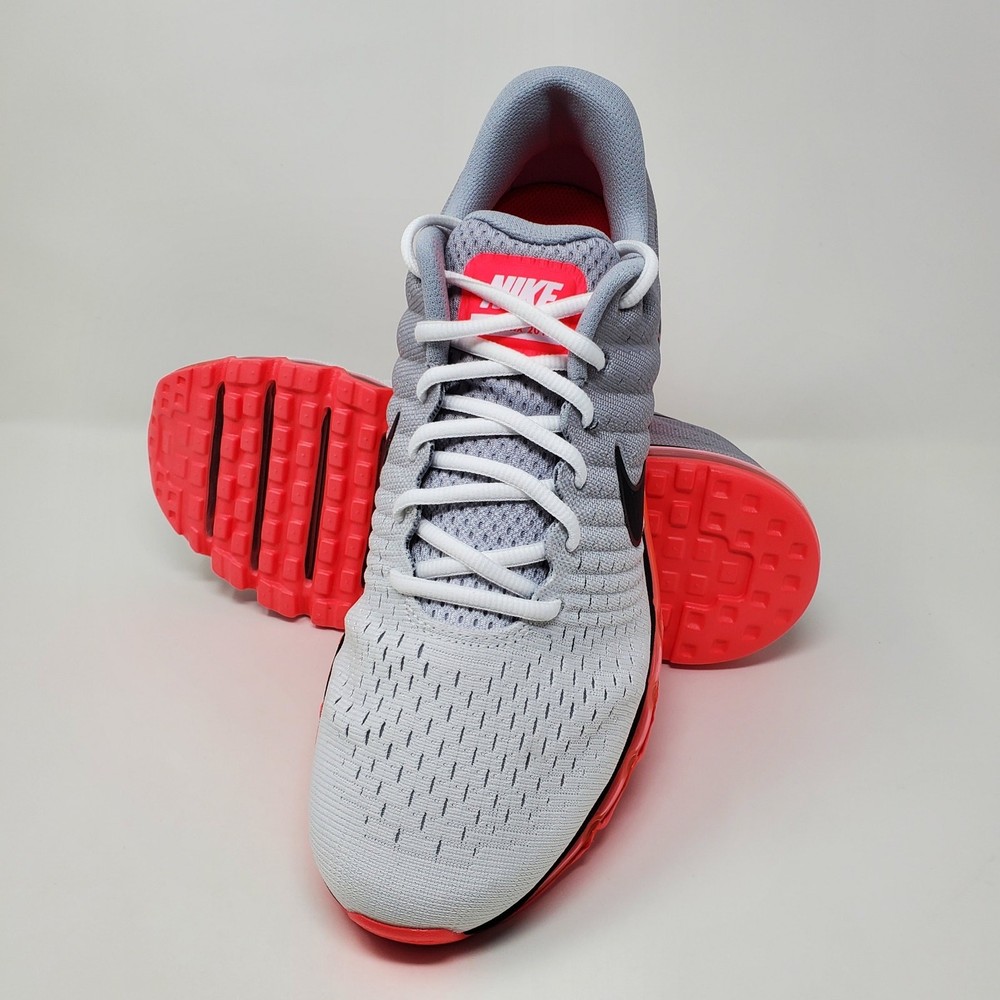 Nike Air Max 2017 Wolf Grey Hot Punch Red Black Cool 849559-106 Men's Size 10