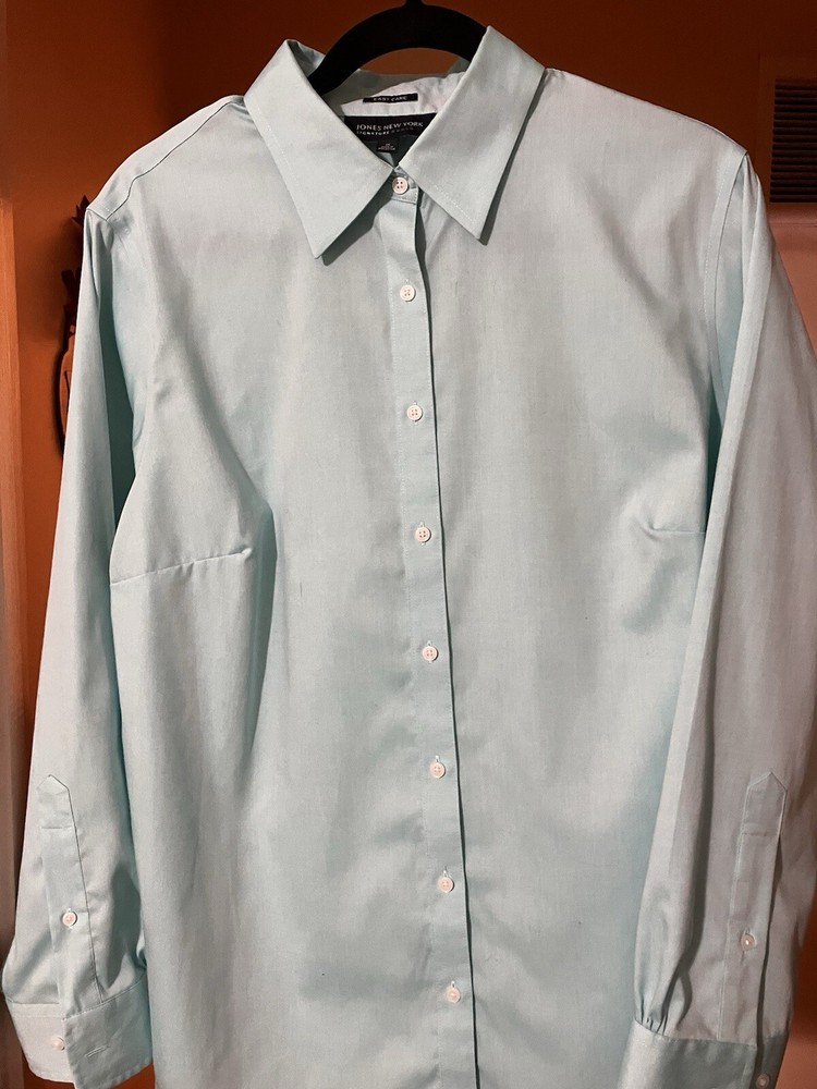 Jones of New York shirt, XL, easy care, 100%cotton, aqua blue