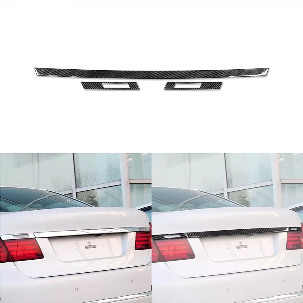 3Pcs Carbon Fiber Rear Trunk Lid Spoiler Strips Trim For BMW 7 Series F01 09-14