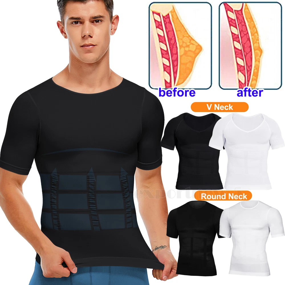 Men's Slimming Body Shaper Posture Corrector Vest Abdomen Compression Shirt Top