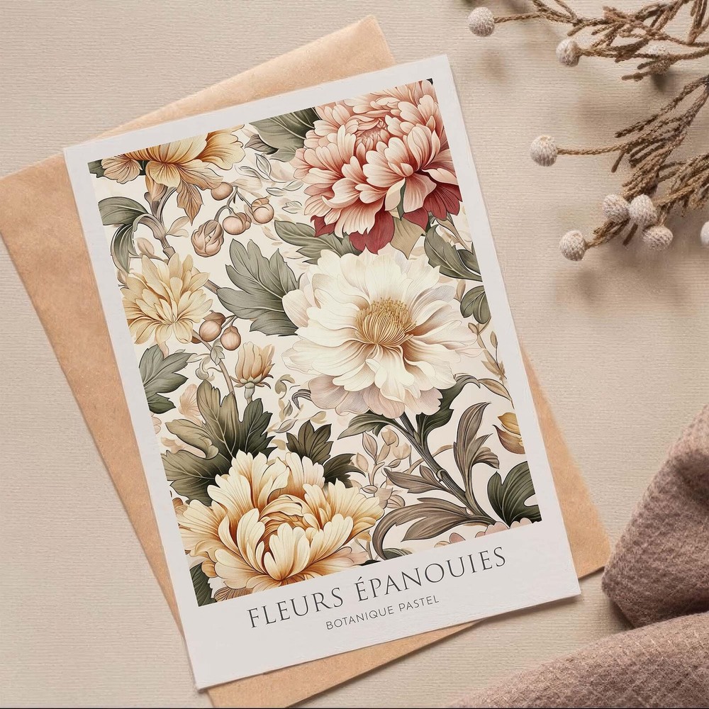 Vintage Flower Poster Abstract Flower Decor Fleurs Panouies Floral Motif