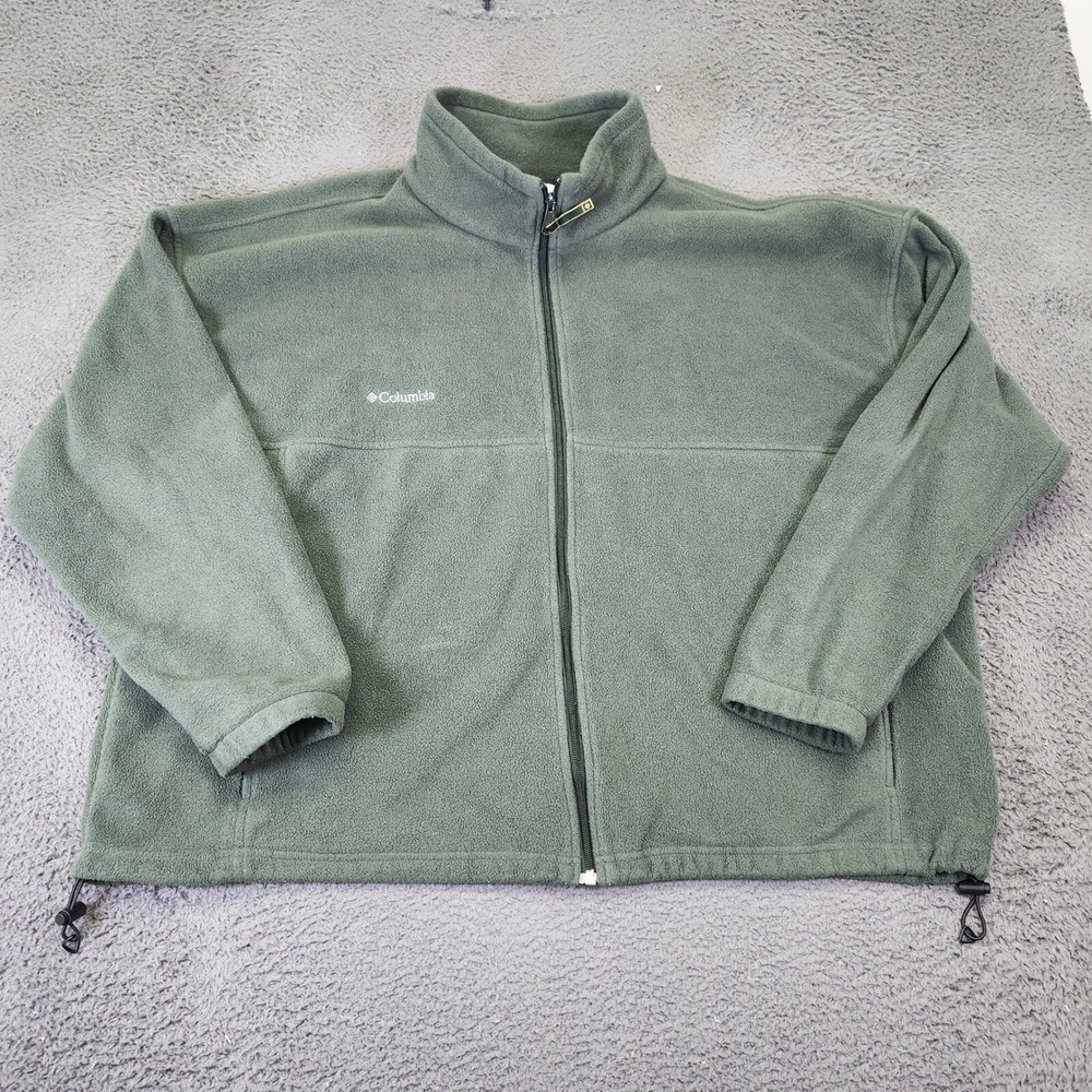Columbia Full Zip Fleece Jacket Warm Comfy Outdoor Olive Green 4XL
