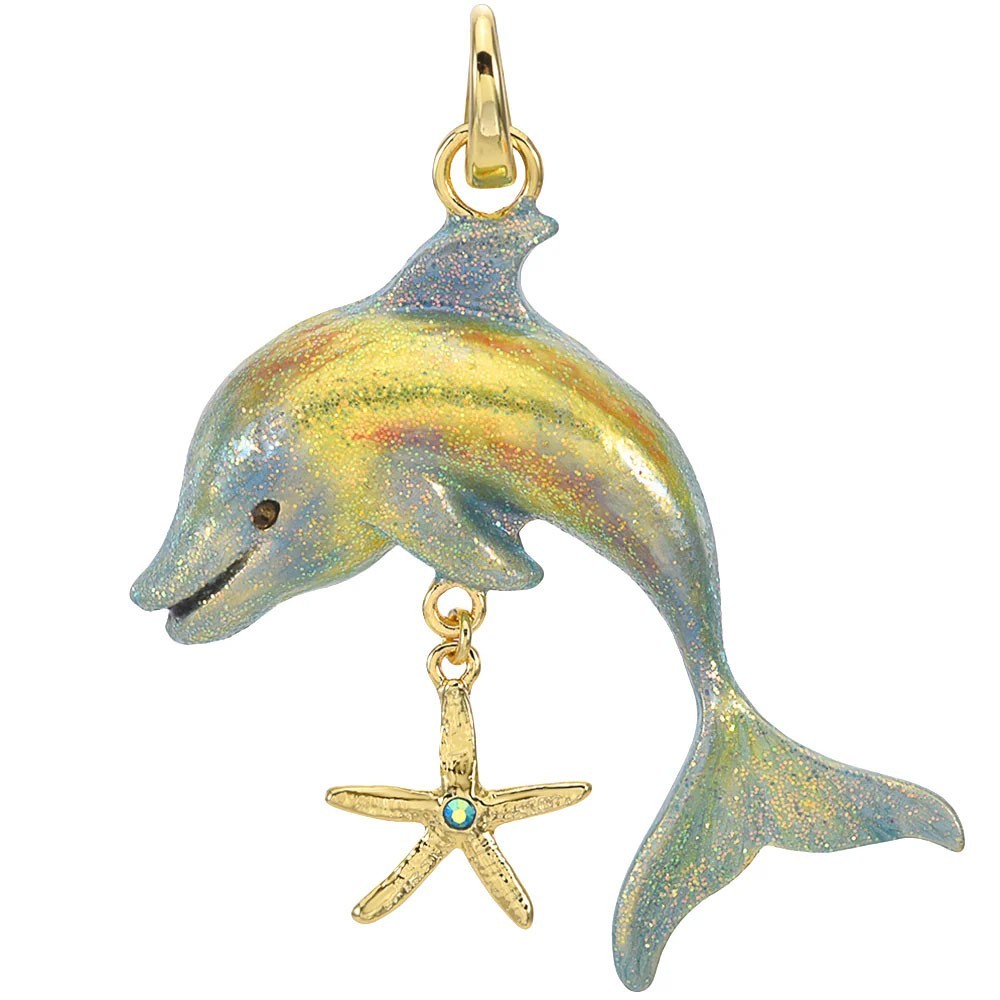 Kirks Folly Goldtone Dolphin Play Open Ring Charm for Jewelry Making