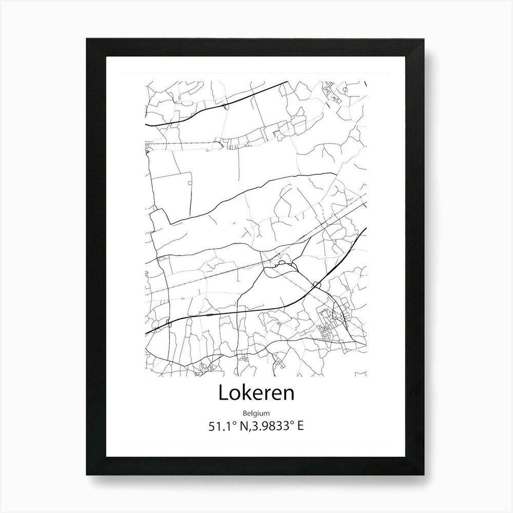 Lokeren,Belgium Minimalist Map Art  Framed Wall Art Poster Canvas Print Picture