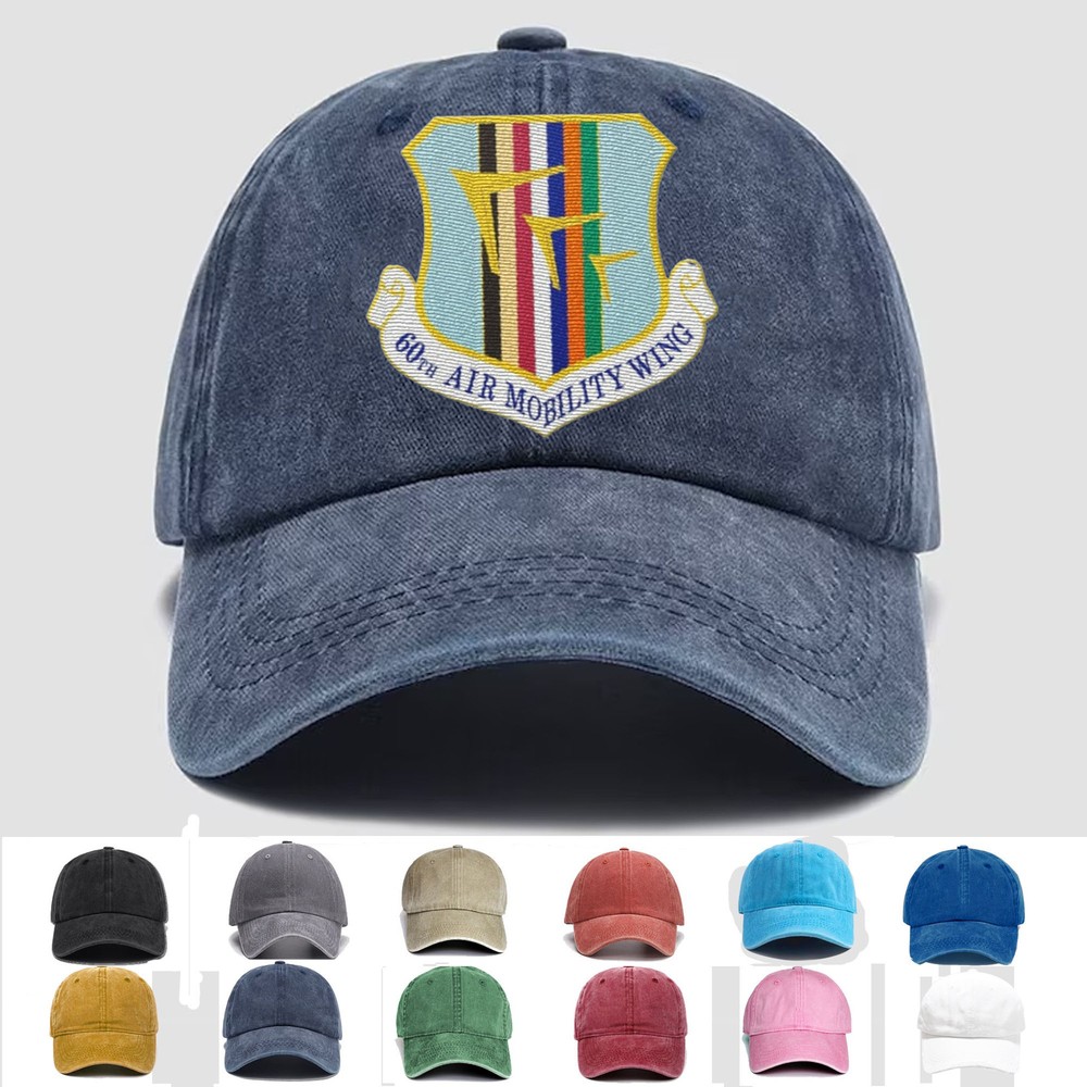 Custom Personalization Embroidered Hat 60th Air Mobility Wing, Veteran Cap, Gift