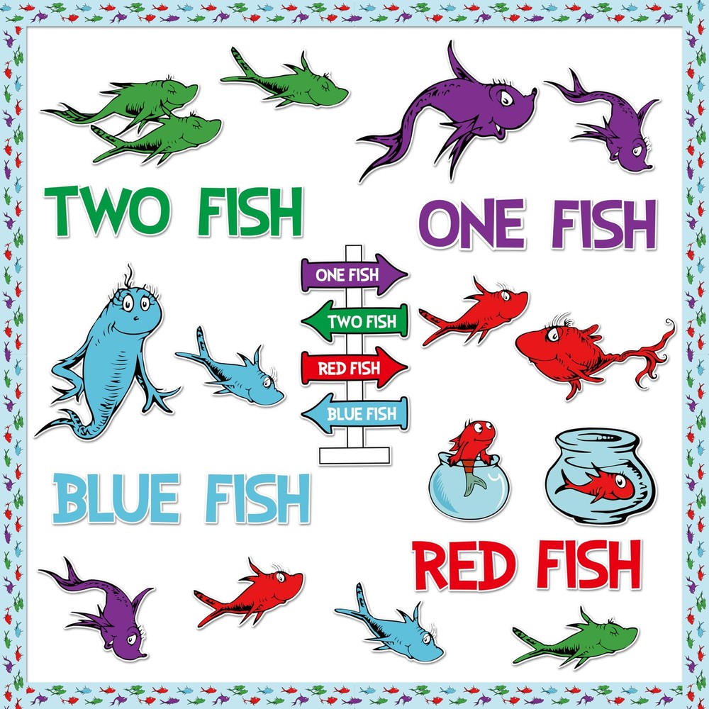 Axbvok9Uconie Back to School Seuss’Fish Bulletin Board 91Pcs First Day of Sch...-image