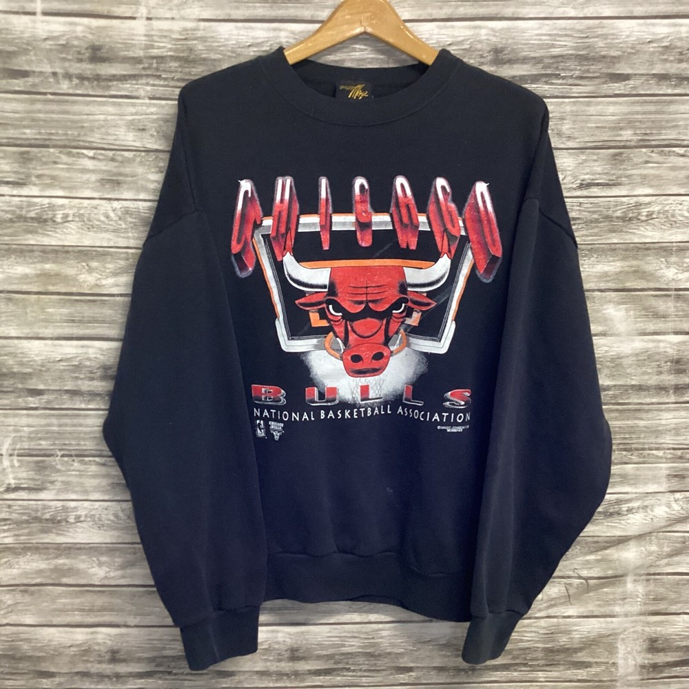 Vintage Chicago Bulls Sweatshirt Mens XL Black Pure Magic Johnson NBA Basketball