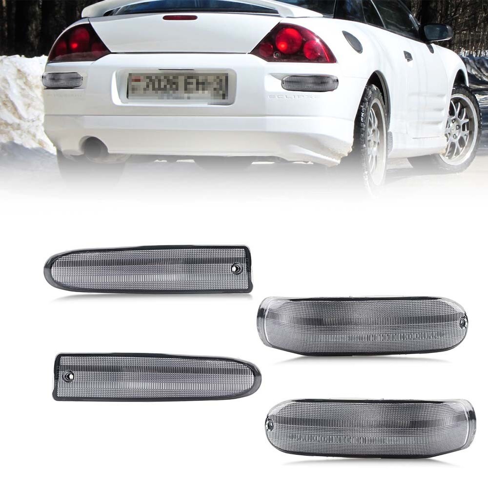 4X Clear Lens Front & Rear Turn Signal Lights For 2000-2002 Mitsubishi Eclipse