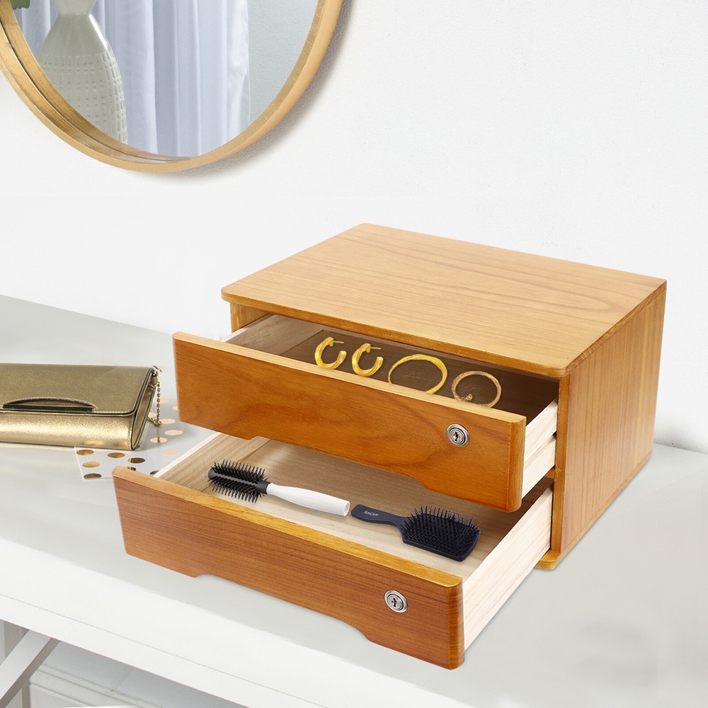 Gift Home/Office Lockable 2-Tier Desktop Storage Drawer 66.14 lbs Load-bearing