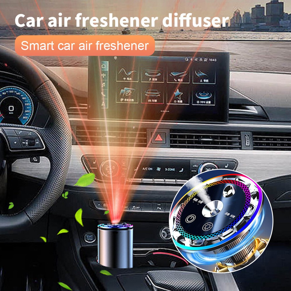 Smart Car Air Freshener w/Perfume Colorful Ambient Light Essential Oil Diffuser