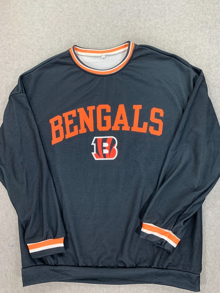 Cincinnati Bengals NFL Sideline Crew Pullover (Men's Large) Gray/Orange