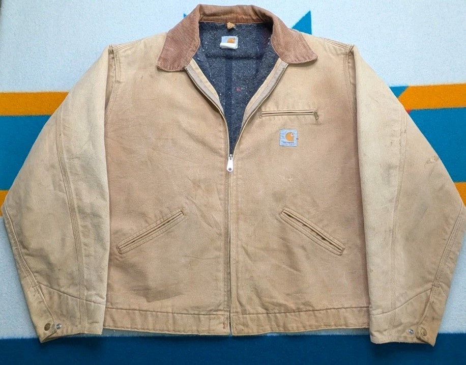 Vintage Carhartt Detroit Blanket Lined Jacket Distressed Workwear USA 2XL