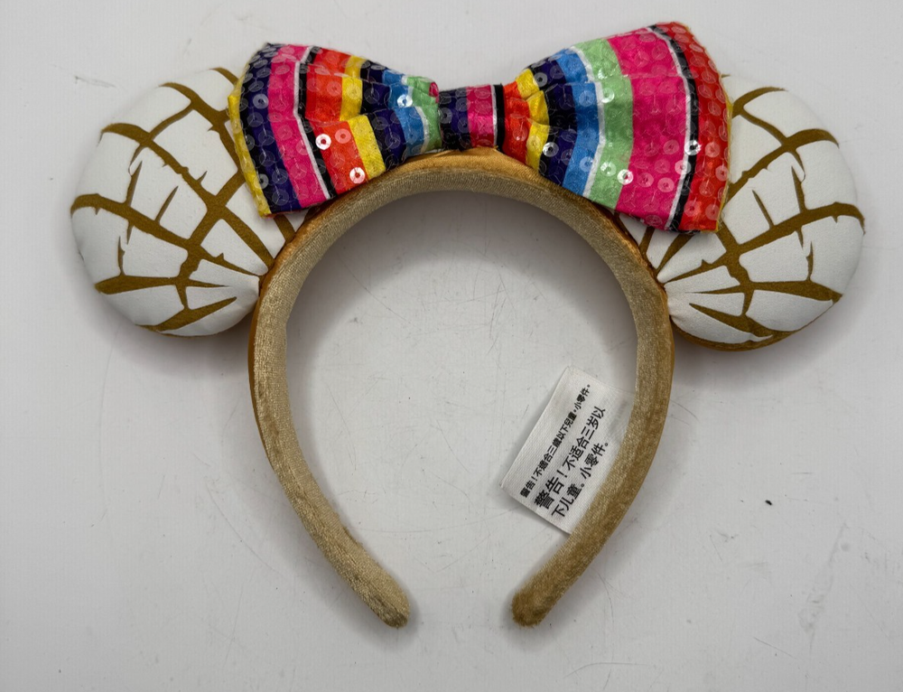 Disney Parks Minnie Mouse Mexican Pan Dulce Concha Ears Headband Disneyland Excellent Condition  