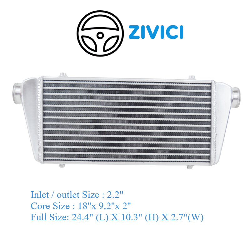 24.4x10.3x2.7in Universal Turbo Front Mount Aluminum Intercooler Tube & Fin