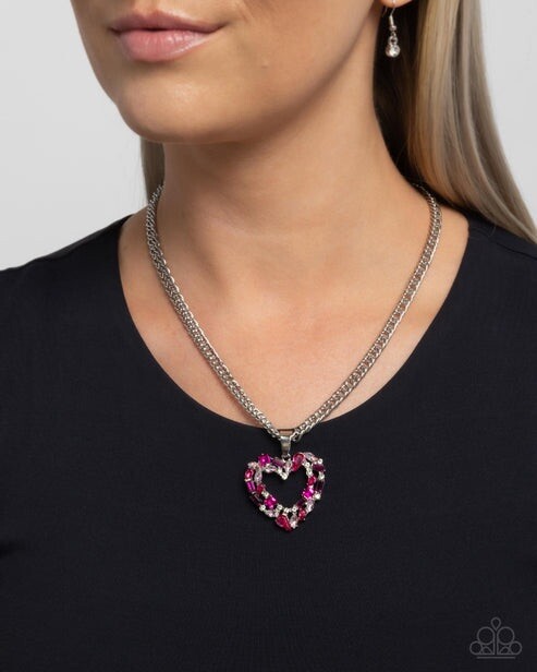 New Paparazzi Jewelry-Romance Is A Bonus Necklace-Pink