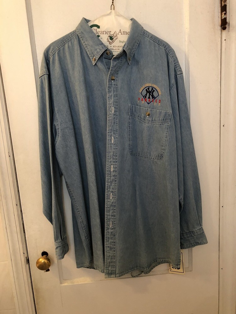 Lees Men's NY Yankees World Series (1998) Button Down Denim Shirt L (NWT)