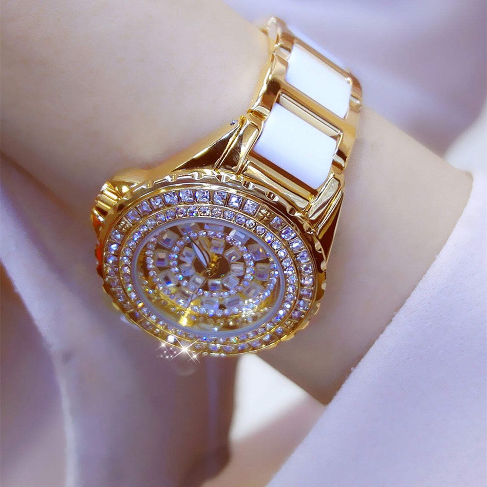 Elegant Women's Full Diamond Quartz Watch - Water Resistant & Stylish Design