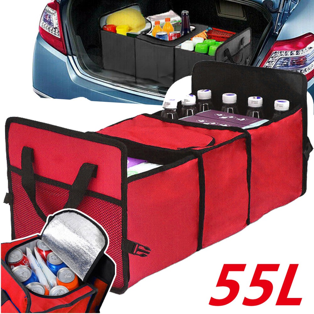55L Collapsible Car Trunk Organizer Storage Box & Cooler Bag