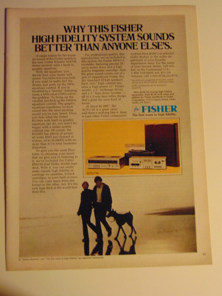 1978 Fisher RS2004 Vintage Stereo Receiver Print Ad
