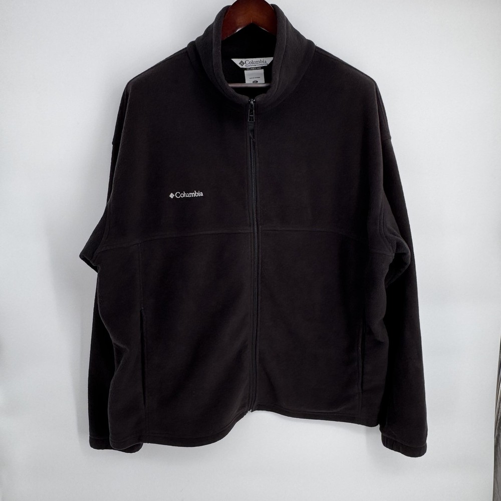 Columbia Jacket Mens 2XL Black Fleece Full Zip Stand Collar Outdoor Hiking