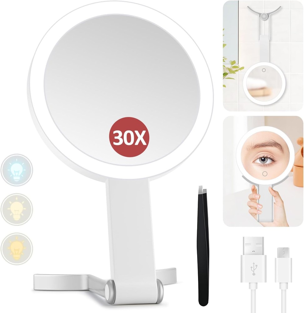 MIYADIVA 30X Magnifying LED Makeup Mirror 10.3x6.4 Inches