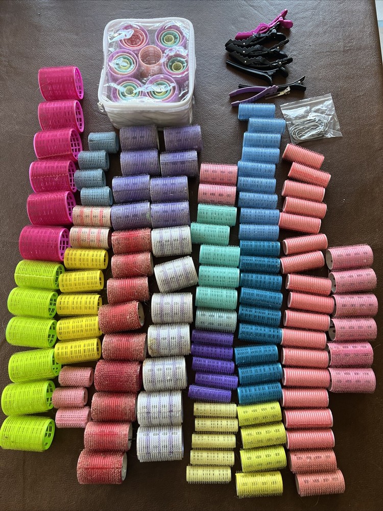 Vintage Hair Curlers Set of 135 with 10+ Clips Multiple Sizes