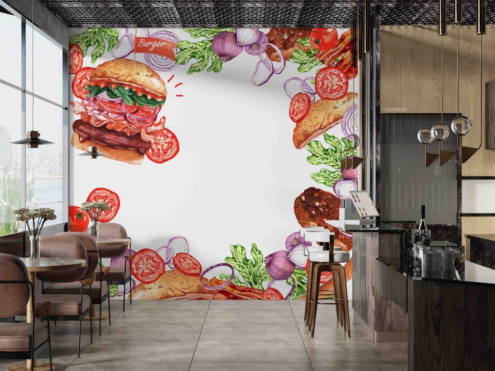 3D Restaurant Fast Food Illustration Wall Murals Wallpaper Murals Wall Sticker 3
