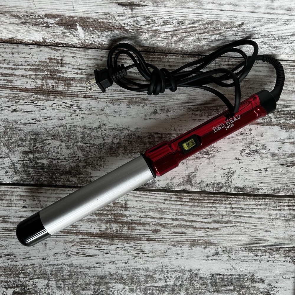 Bed Head Curlipops 1 Inch Tourmaline Ceramic Curling Iron Clamp-Free Tapered Barrel Red